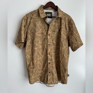 Howler Bros Palm Button Down Short Sleeved Shirt Cotton Large Logo Men Snap